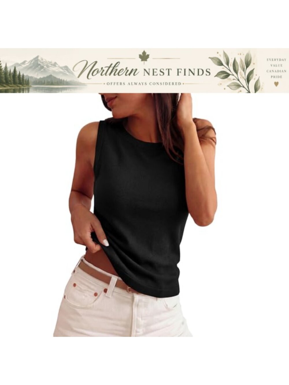 Sleeveless Sweater Tank Top Ribbed Knit Crew Neck Loose Fit Summer